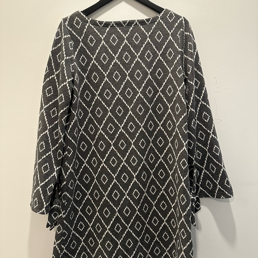 Loft Geometric White Diamond Patterned Dress Size… - image 6